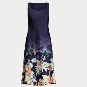 Lauren Ralph Lauren Navy Floral print Midi Dress.  Size 10
